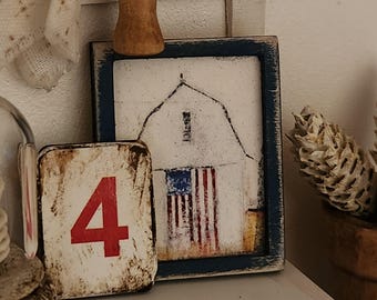 Dollhouse Miniatures sign, PATRIOTIC BARN, home decor, miniature sign, dollhouse accents, 1:12 scale, kitchen decor