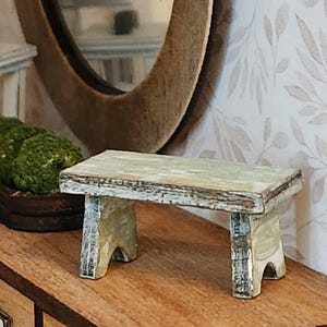 Dollhouse Miniatures RUSTIC STOOL set, bench, miniature, dollhouse accents, 1:12 scale, dollhouse decor