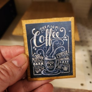 Dollhouse Miniatures sign, Coffee, home decor, miniature sign, dollhouse accents, 1:12 scale, wall decor