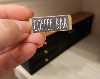 1:12 Scale Miniature "COFFEE BAR" Wood Sign – Tiny Kitchen Decor