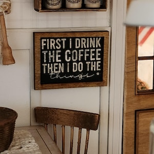 Dollhouse Miniatures sign, COFFEE, home decor, miniature sign, dollhouse accents, 1:12 scale, wall decor