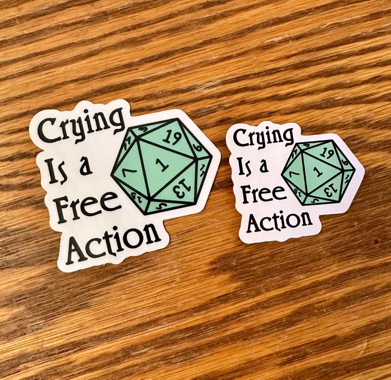 Crying is a Free Action D20 Sticker Large or Small - Etsy