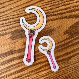 Sailor Moon Inspired Wand Star Holographic Sticker Large and Small