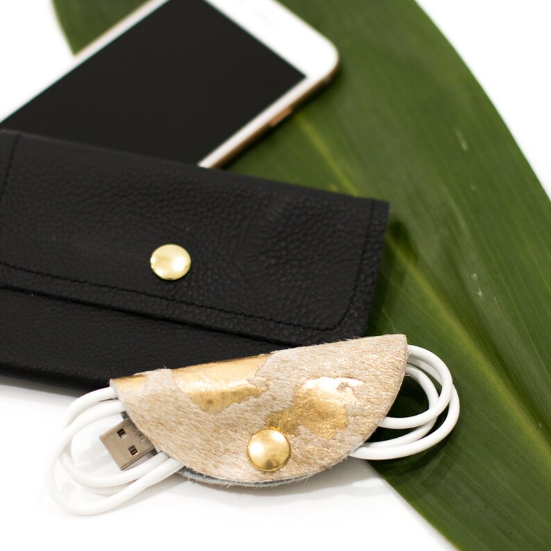 Cowhide Cord Keeper Cord Holder Charger Taco Leather Gift Etsy