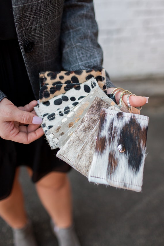 Keychain Wallet Small Cowhide Wallet Leather Card Holder Etsy