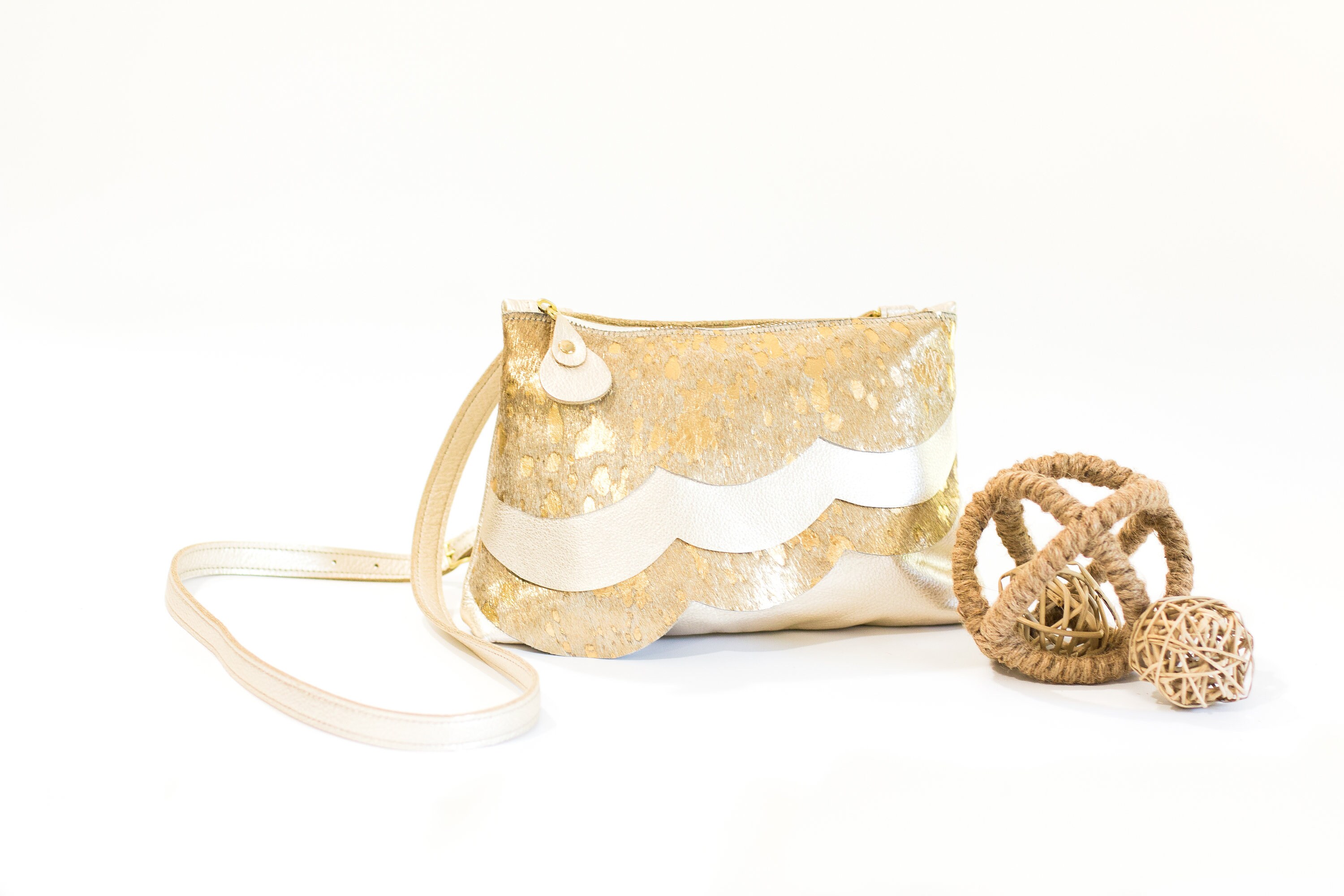 cowhide fur purse