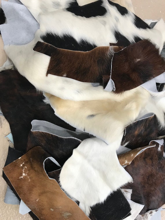 Free Ship Scraps Hair On Cowhide Leather Tri Color Brown Etsy