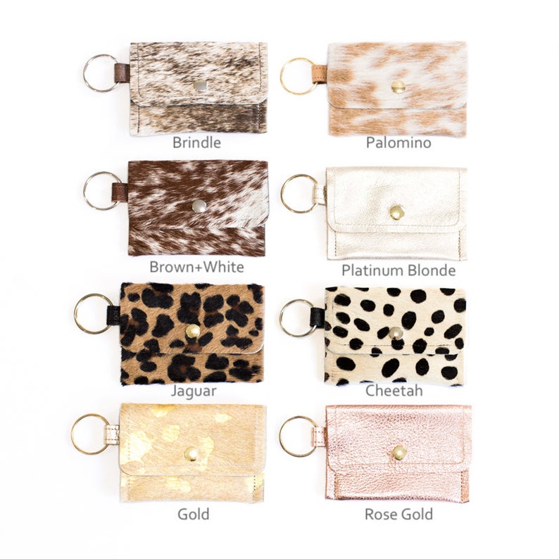Keychain Wallet Small Cowhide Wallet Leather Card Holder Etsy