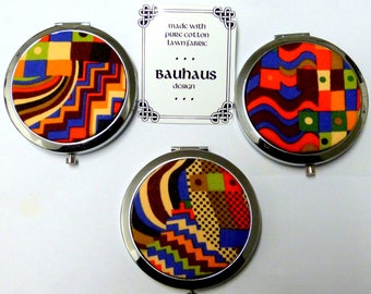 Compact pocket Mirror retro Bauhaus style small luxury gift for art lover,  mother sister best friend