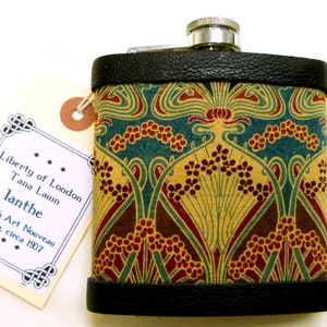 Liberty  gift Ianthe Vintage tea fabric covered hip flask for mother, sister, day at the races, Ascot, bridesmade , Christmas present