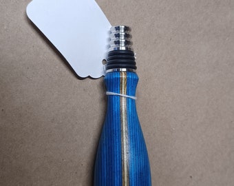 blue  brown  white bottle stopper with stainless steel tip