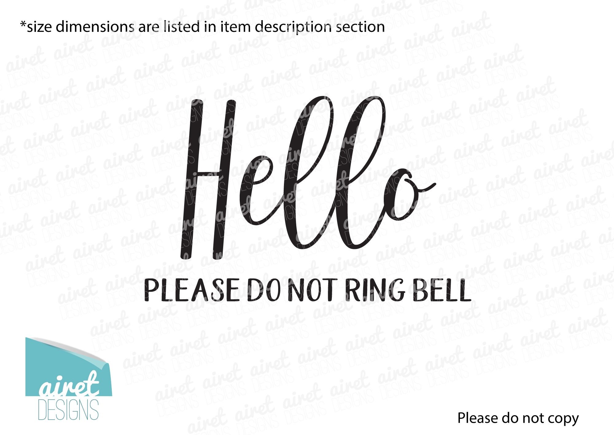 Hello Please Do Not Ring Bell Sign Vinyl Decal Sticker Home Etsy