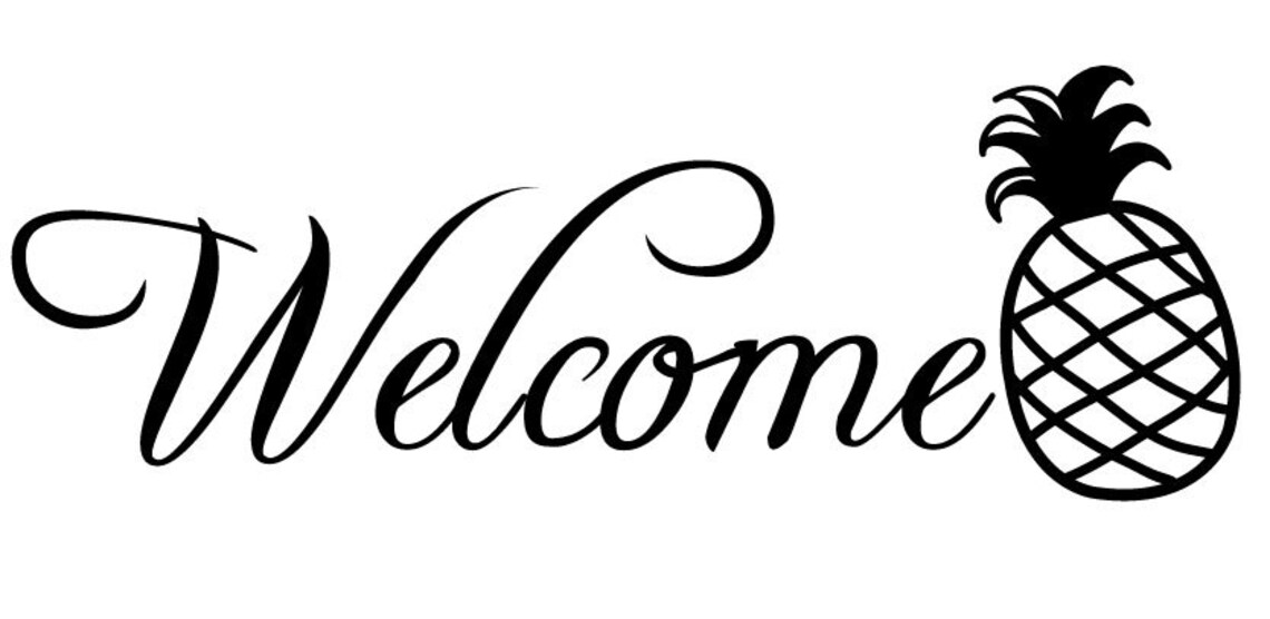 Pineapple Front Door Vinyl Decal Sign Script Etsy