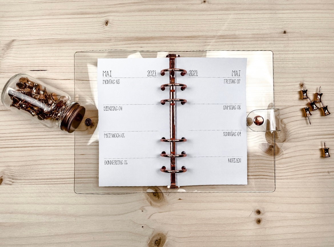 Ringbuch Kalender extra große Ringe Roségold A5  Etsy