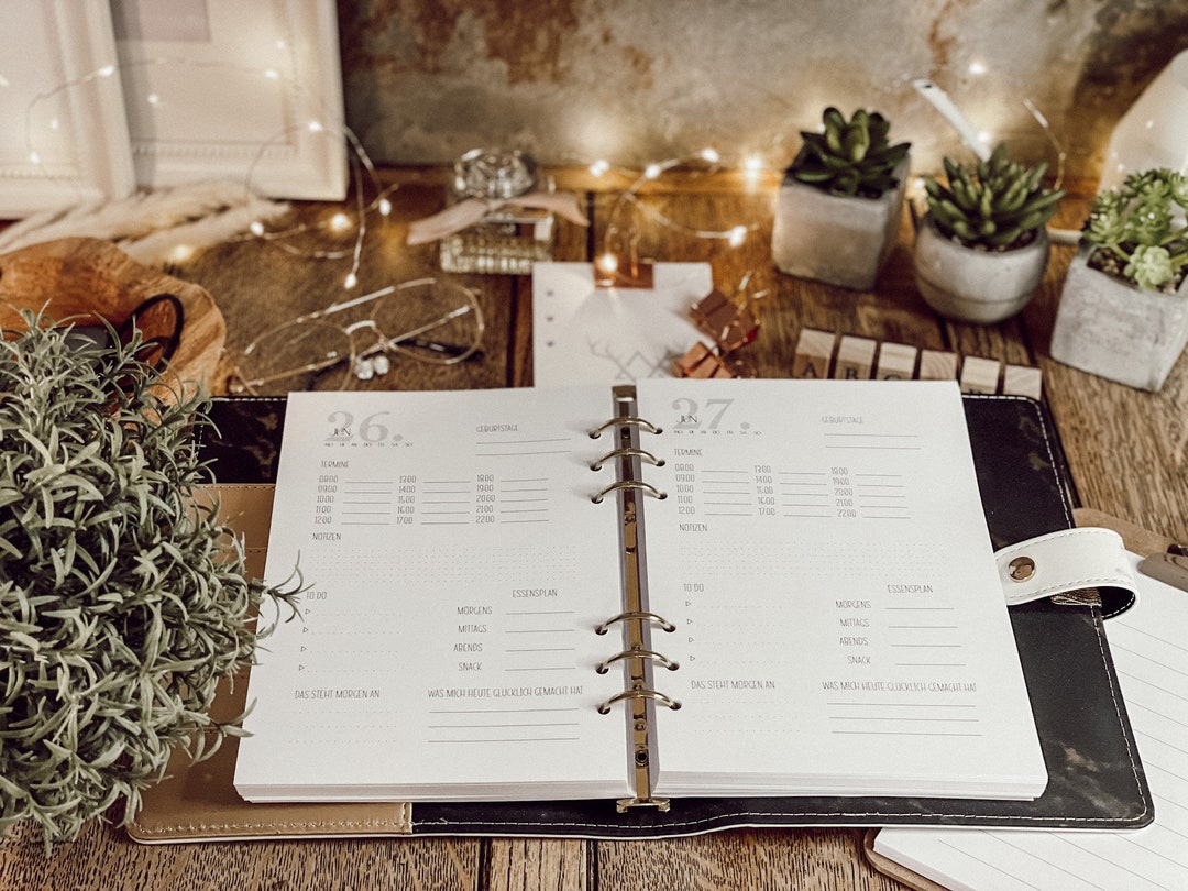 COMPLETE XXL SET Organizer Calendar A5 Marble Ring Binder Planner Large ...