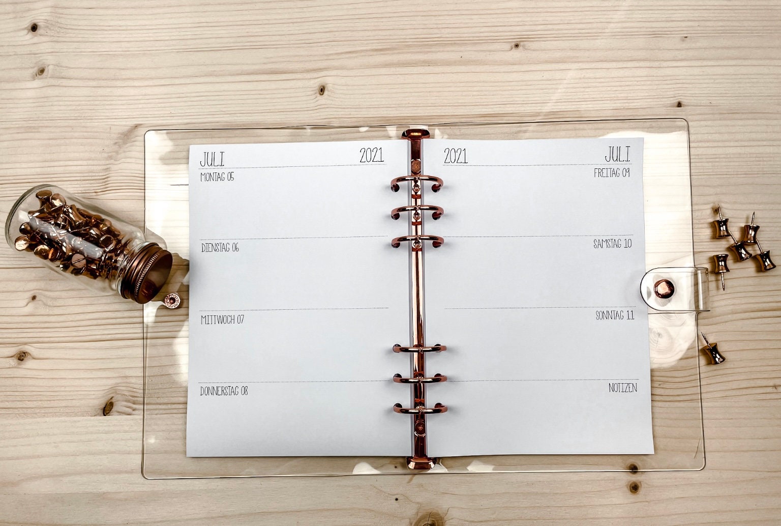 Ringbuch Kalender extra große Ringe Roségold A5  Etsy