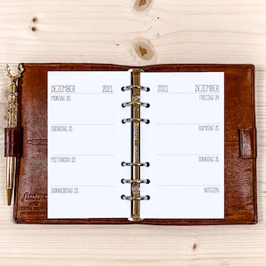 Calendar inserts1 week on 2 pages Personal 120g German / English Schrift 6 Washiplatz