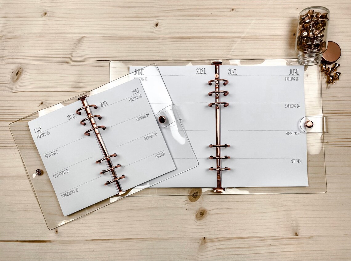 Ringbuch Kalender extra große Ringe Roségold A5 | Etsy