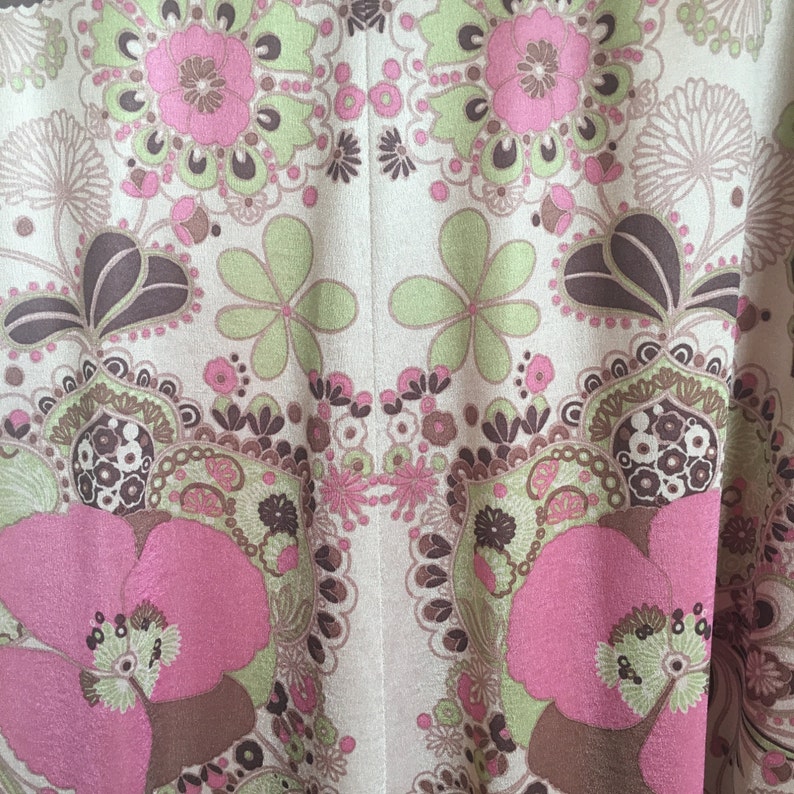 Sage Fabulous 70/'s Shimmer Maxi Skirt Fully Lined Size S Small Pink Cappuccino High Waist Flowers
