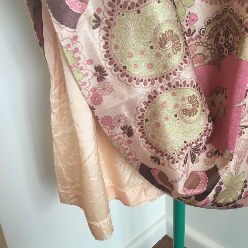 Sage Fabulous 70/'s Shimmer Maxi Skirt Fully Lined Size S Small Pink Cappuccino High Waist Flowers