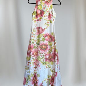 1970s Chiffon Floral Maxi Dress | Small