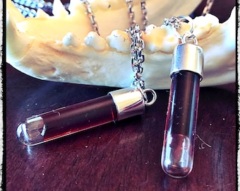 Sterling Silver Blood Vial Pendant Kit - Lovers - Includes Anticoagulant -  Free Shipping