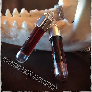 2 Sterling Blood Vials with Anticoagulant - Blood Vial Charm - (Pendant ONLY, Chain NOT Included)