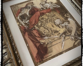 Wood Engraved blood painted  - Framed Art Piece