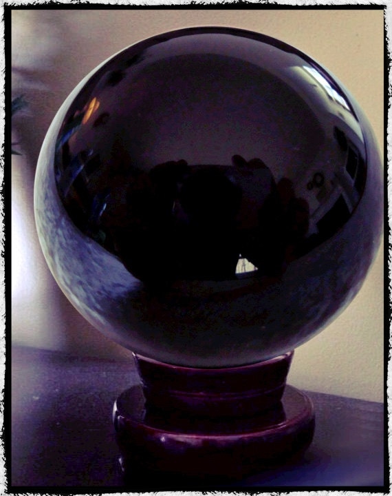 80mm Large Black Crystal Ball, Gothic Decor, Scrying Glass Ball, 3.15 Inch  