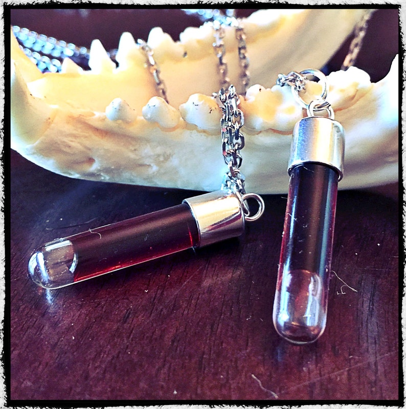 Sterling Silver Single Piece Blood Vial Pendant Kit Includes Anticoagulant image 1