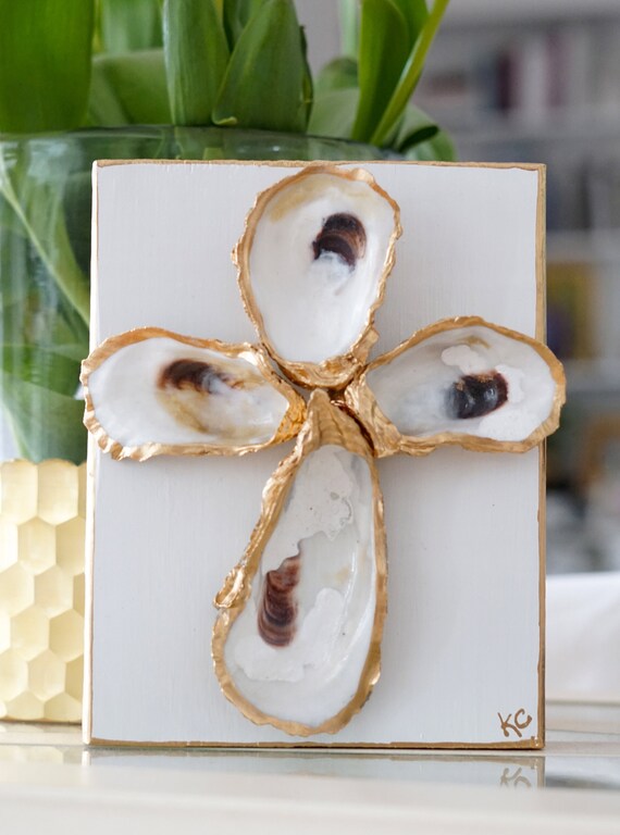Oyster Cross on Wood
