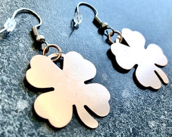 SHAMROCK EARRINGS - Four Leaf Clover Earrings, St Patrick’s Day Earrings, Vintage Shamrocks, Shamrock Earrings, Lightweight Earrings, VE17