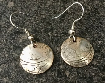 JET STREAM - Earrings, Vintage Earrings, Silverplate Earrings, Dome Earrings, Recycled Jewelry, Recycled Metal Earrings, VSPE6