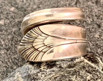 HARMONY - Spoon Ring, Ring, Silver Plate Ring, Unique Wrap Ring Size 10, Recycled Jewelry, NuForm Ring, Vintage Spoon, SPR38