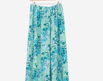 vintage 90s southern lady green floral a-line spring skirt size medium
