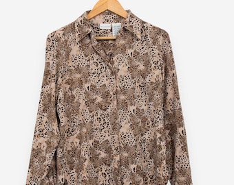 Blusa vintage de los 90 con estampado de guepardo - Talla mediana