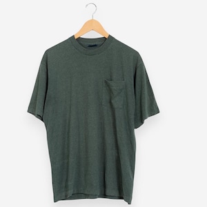 vintage 90s green solid single stitch pocket t-shirt size large