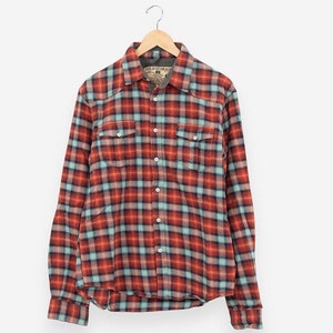 vintage 90s/y2k red & blue button down long sleeve flannel shirt size medium