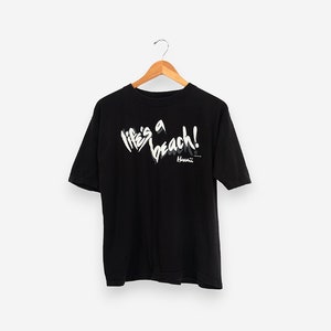 vintage 80s black "lifes a beach!" hawaii single stitch travel t-shirt size x-large