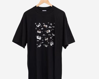 ヴィンテージ90年代ブラック不気味な目ハロウィンクルーネックTシャツサイズXL