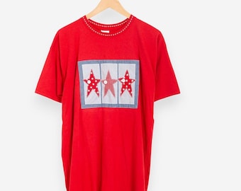 Camiseta patriótica americana vintage de los años 90 con estrella roja, talla extragrande.