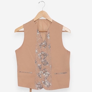 vintage 90s tan snake skin animal print button down vest size