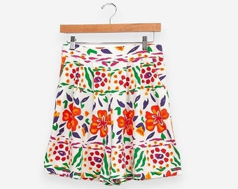 vintage 90s white floral tropical high waisted shorts size medium
