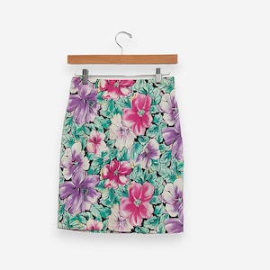 vintage 90s white floral grunge mini hibiscus skirt size small