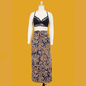 vintage jaren 90 rok met paisely- en bloemenprint maat 10
