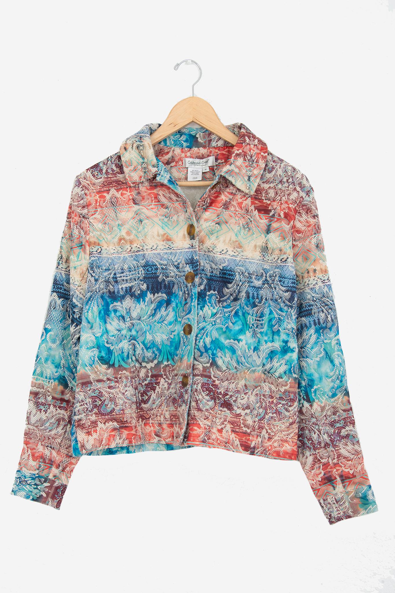 80〜 90年代ビンテージ　Coldwater Creek 総柄ジャケット Vintage 90s Coldwater Creek Baroque Tapestry Blazer Jacket Size