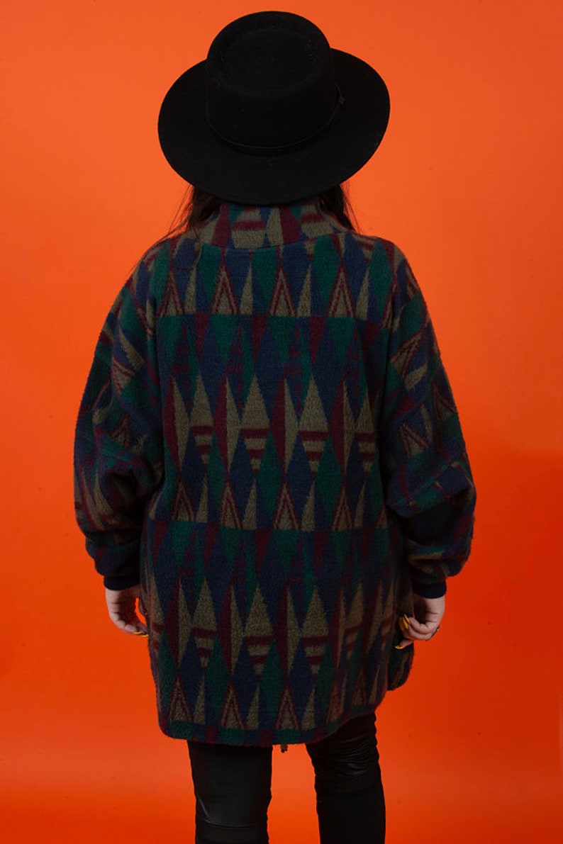 vintage oversized tribal print fleece jacket vintage 1990s boho bohemian hippie fleece pullover