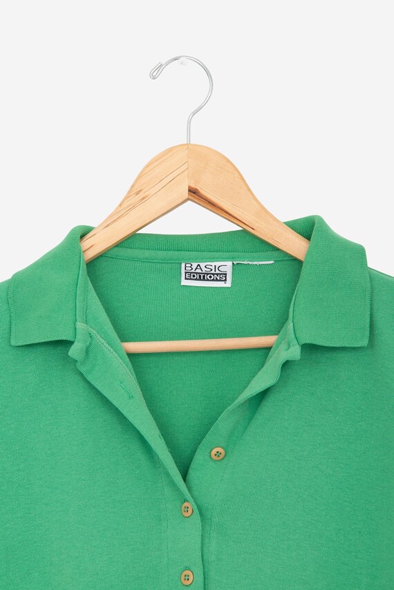 vintage 90s green basic editions button down shor… - image 3