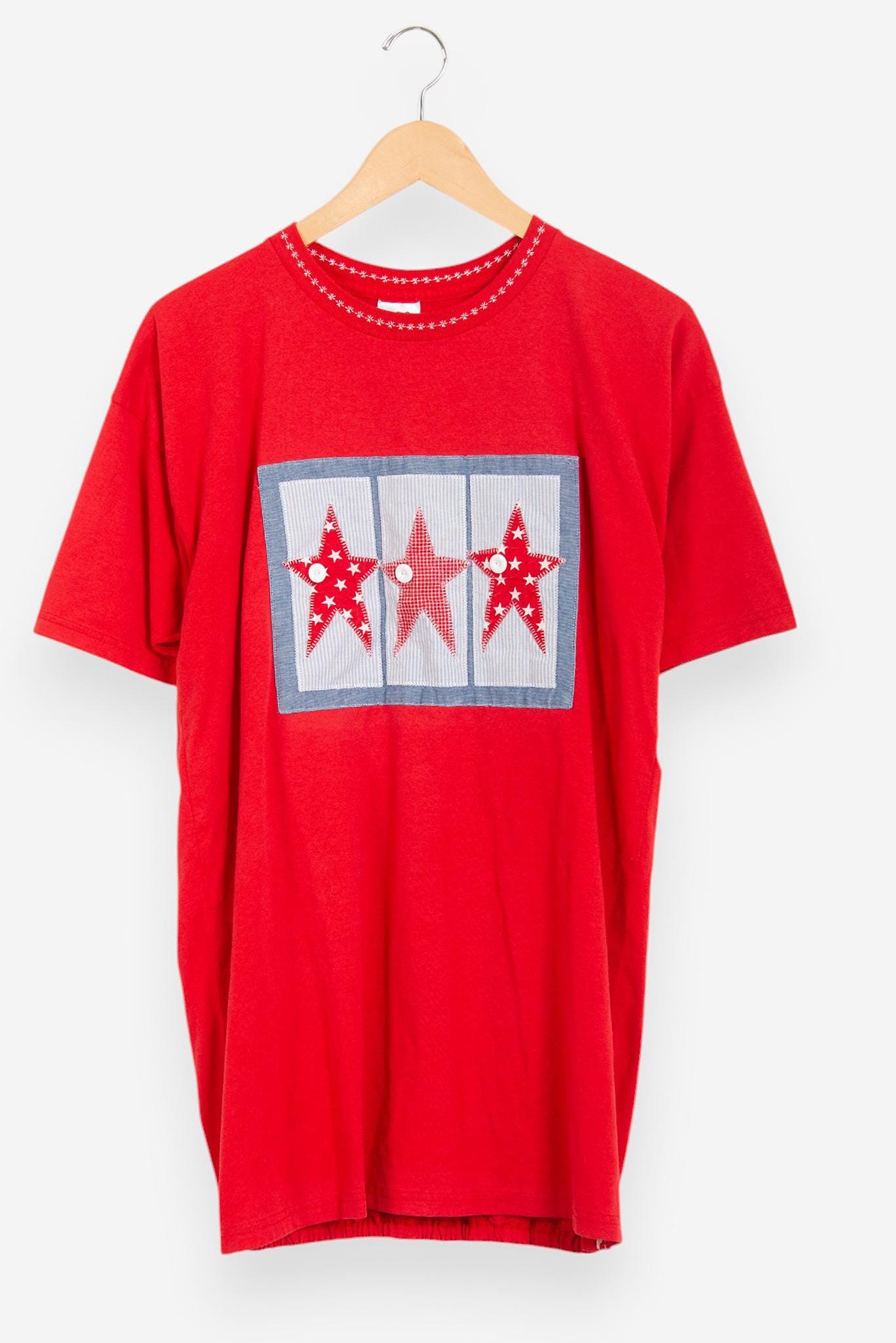 Vintage 90s Red Star Americana Country Patriotic T-shirt Size X