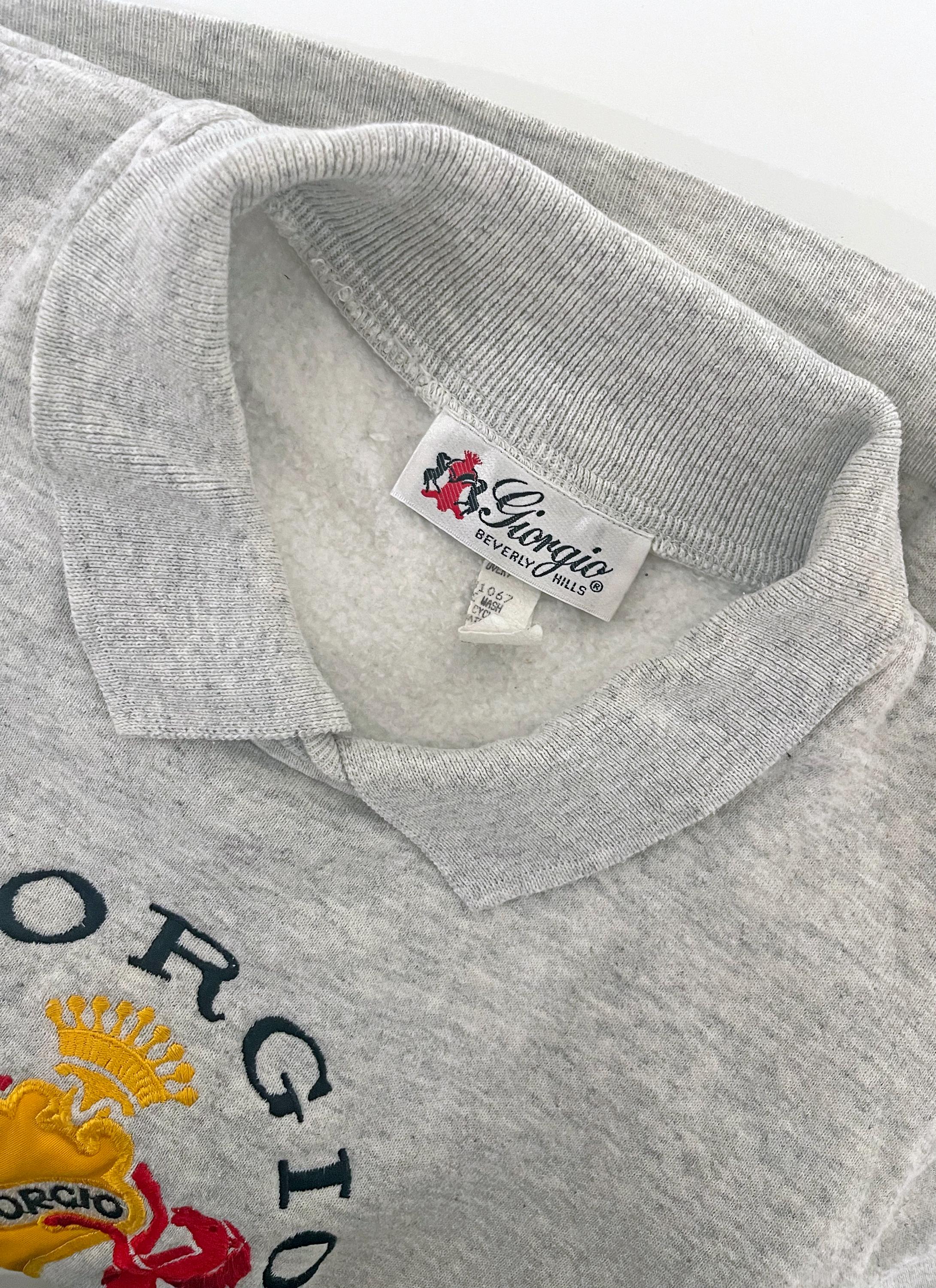 Vintage 80s Gray Giorgio Beverly Hills Embroidered Collared